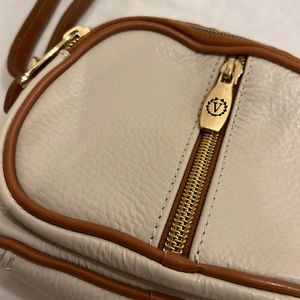 Valentina leather cross body bag cream and tan